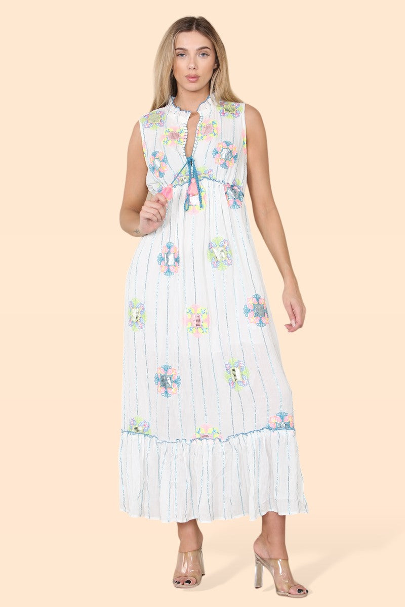 Women's long sleeveless dress (ref 6166) with a neckline.
