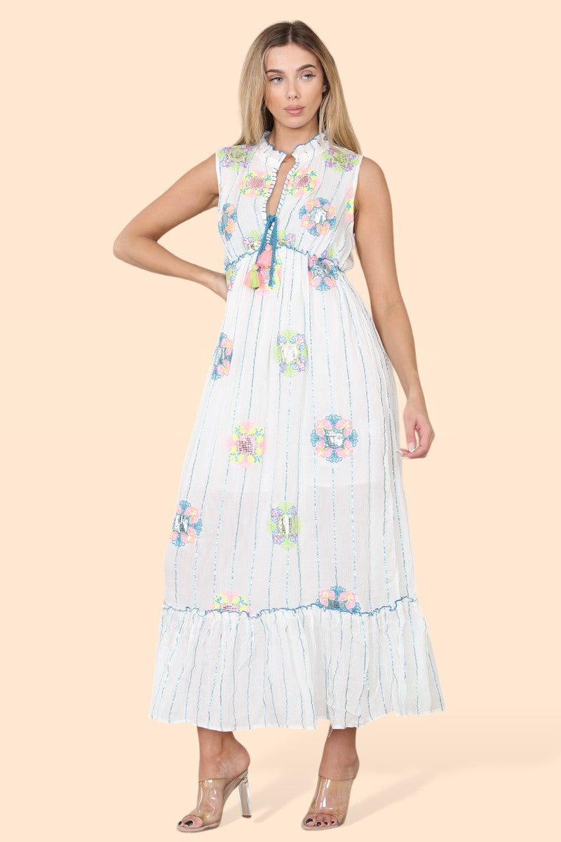 Women's long sleeveless dress (ref 6166) with a neckline.
