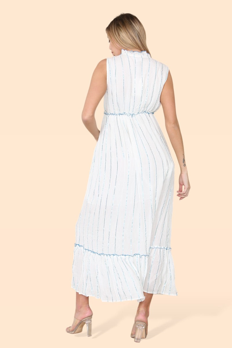 Women's long sleeveless dress (ref 6166) with a neckline.