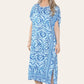 Mid-length long dress with V-neck and tie-dye print Ref-7006