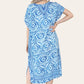 Mid-length long dress with V-neck and tie-dye print Ref-7006