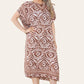 Mid-length long dress with V-neck and tie-dye print Ref-7006