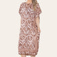 Mid-length long dress with V-neck and tie-dye print Ref-7006