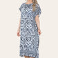 Mid-length long dress with V-neck and tie-dye print Ref-7006