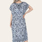 Mid-length long dress with V-neck and tie-dye print Ref-7006