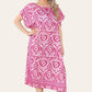 Mid-length long dress with V-neck and tie-dye print Ref-7006