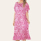 Mid-length long dress with V-neck and tie-dye print Ref-7006