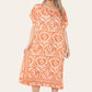 Mid-length long dress with V-neck and tie-dye print Ref-7006