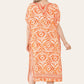 Mid-length dress with V-neck and tie-dye print Ref-7006