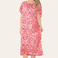 Mid-length long dress with V-neck and tie-dye print Ref-7006