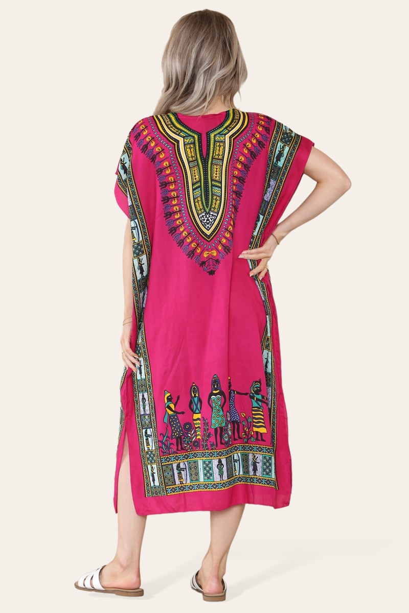 Mid-length dress with ethnic African-style print, bold, ref. 7002
