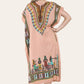 Mid-length dress with ethnic African-style print, bold, ref. 7002
