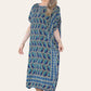 Geometric Midi Dress mosaic V-neck eastern border Ref- 7004
