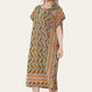 Geometric Midi Dress mosaic V-neck eastern border Ref- 7004