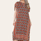 Geometric Midi Dress mosaic V-neck eastern border Ref- 7004