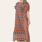 Geometric Midi Dress mosaic V-neck eastern border Ref- 7004