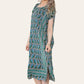 Geometric Midi Dress mosaic V-neck eastern border Ref- 7004