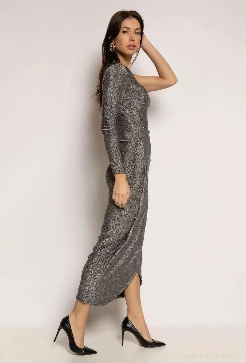 Off-shoulder sequined dress