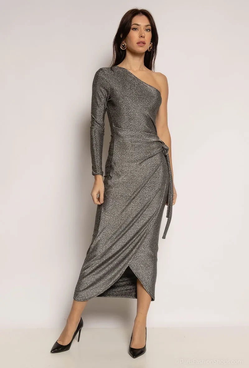 Off-shoulder sequined dress