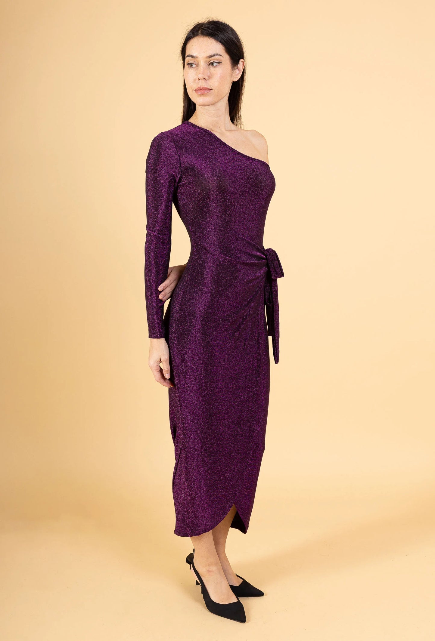 Off-shoulder sequined dress