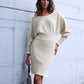 Fitted sweater dress in shiny material