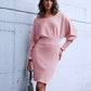 Fitted sweater dress in shiny material