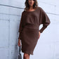 Fitted sweater dress in shiny material