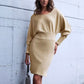 Fitted sweater dress in shiny material