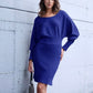 Fitted sweater dress in shiny material