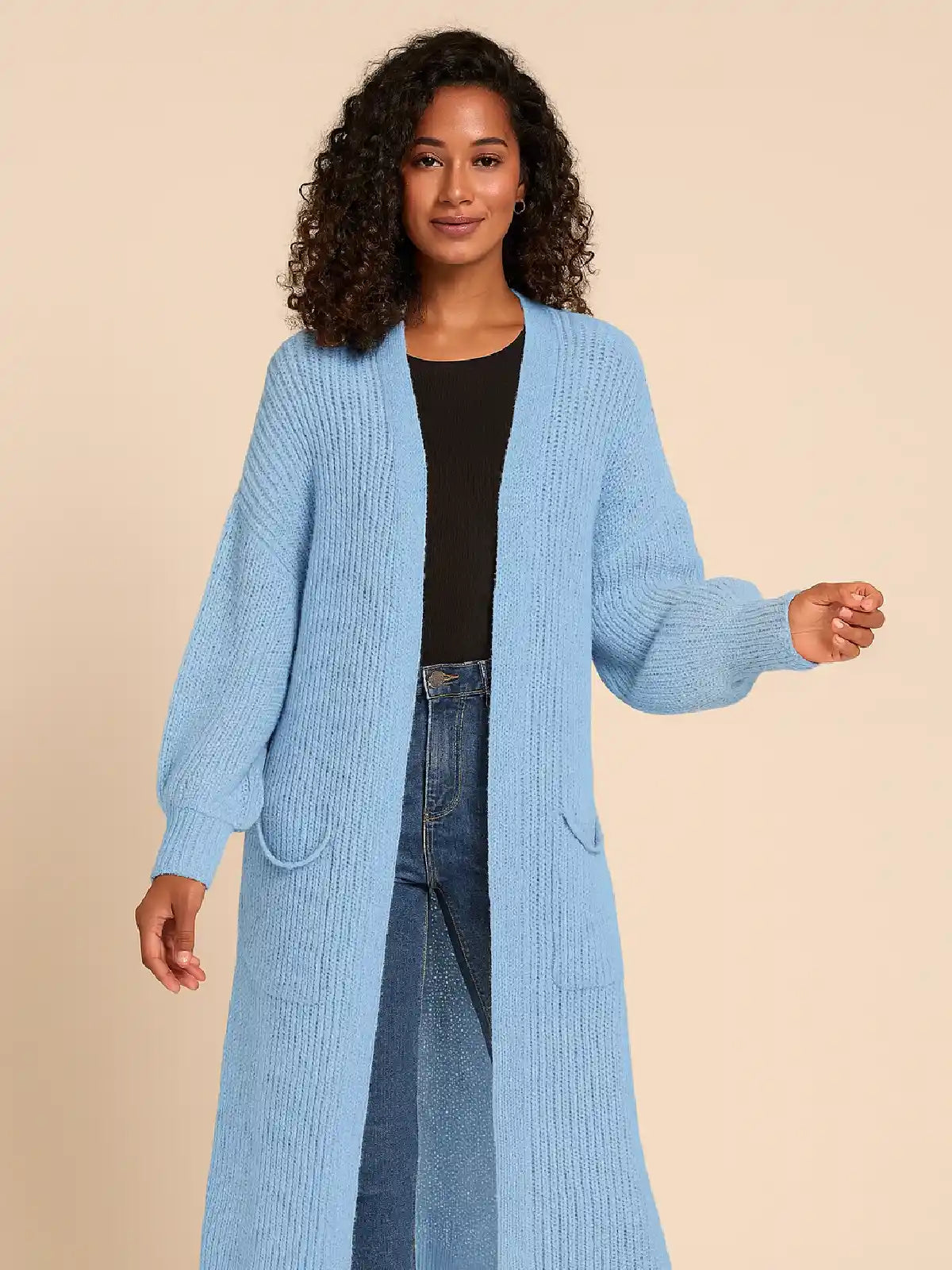 Long balloon sleeve cardigan