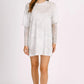 Oversized washed T-shirt with rhinestones and lace long sleeves