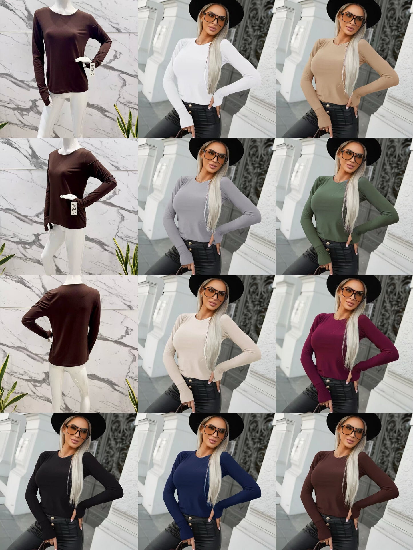 Top with long sleeves with thumbs