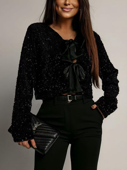 Sequin bow top