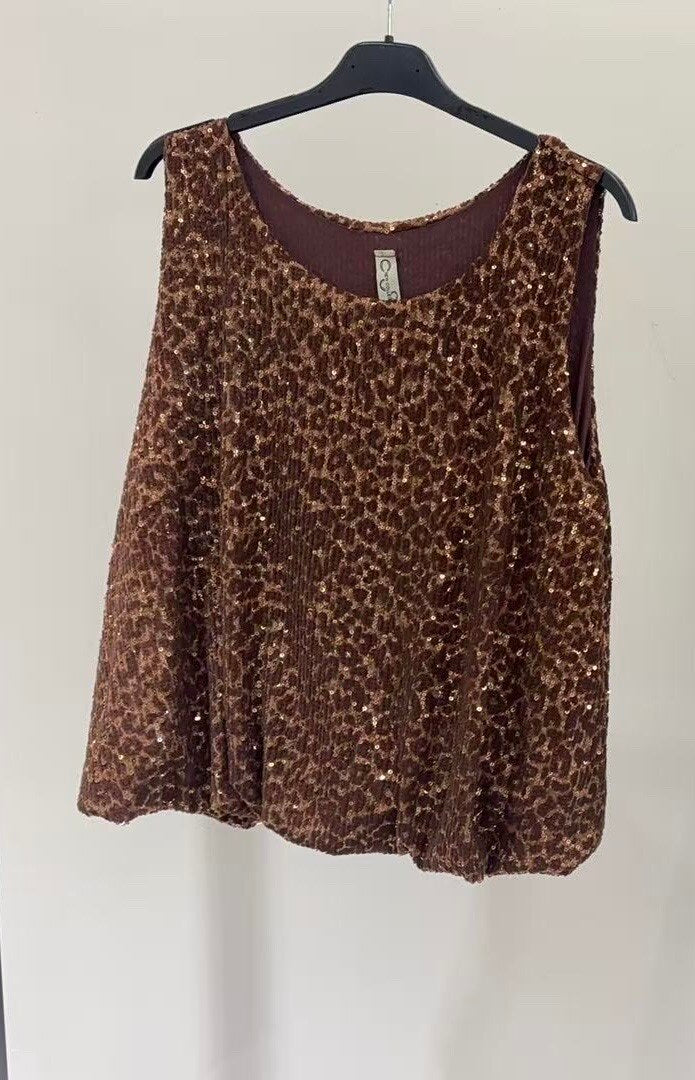 Leopard sequin top with lining