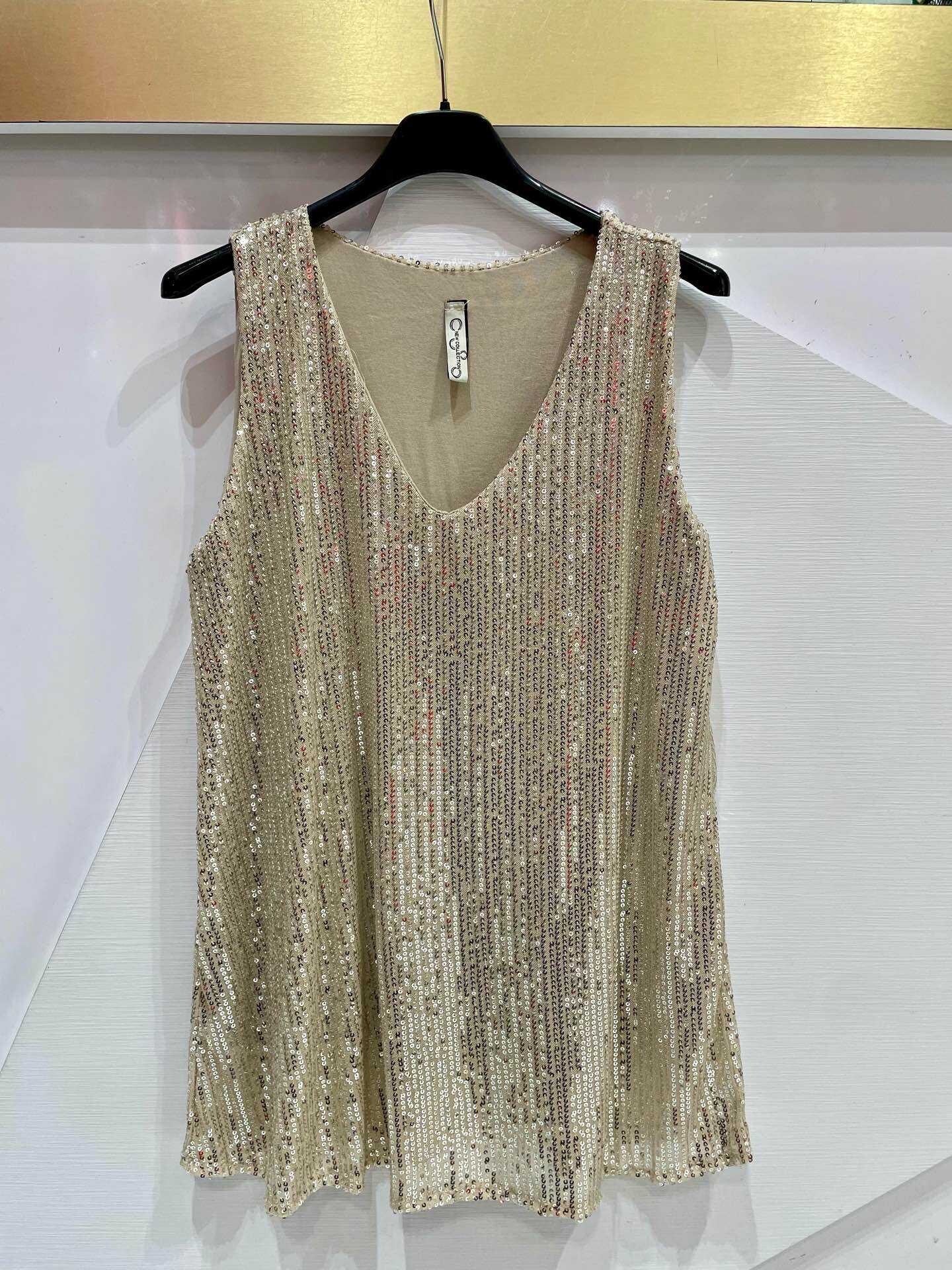 Sequined V-neck top