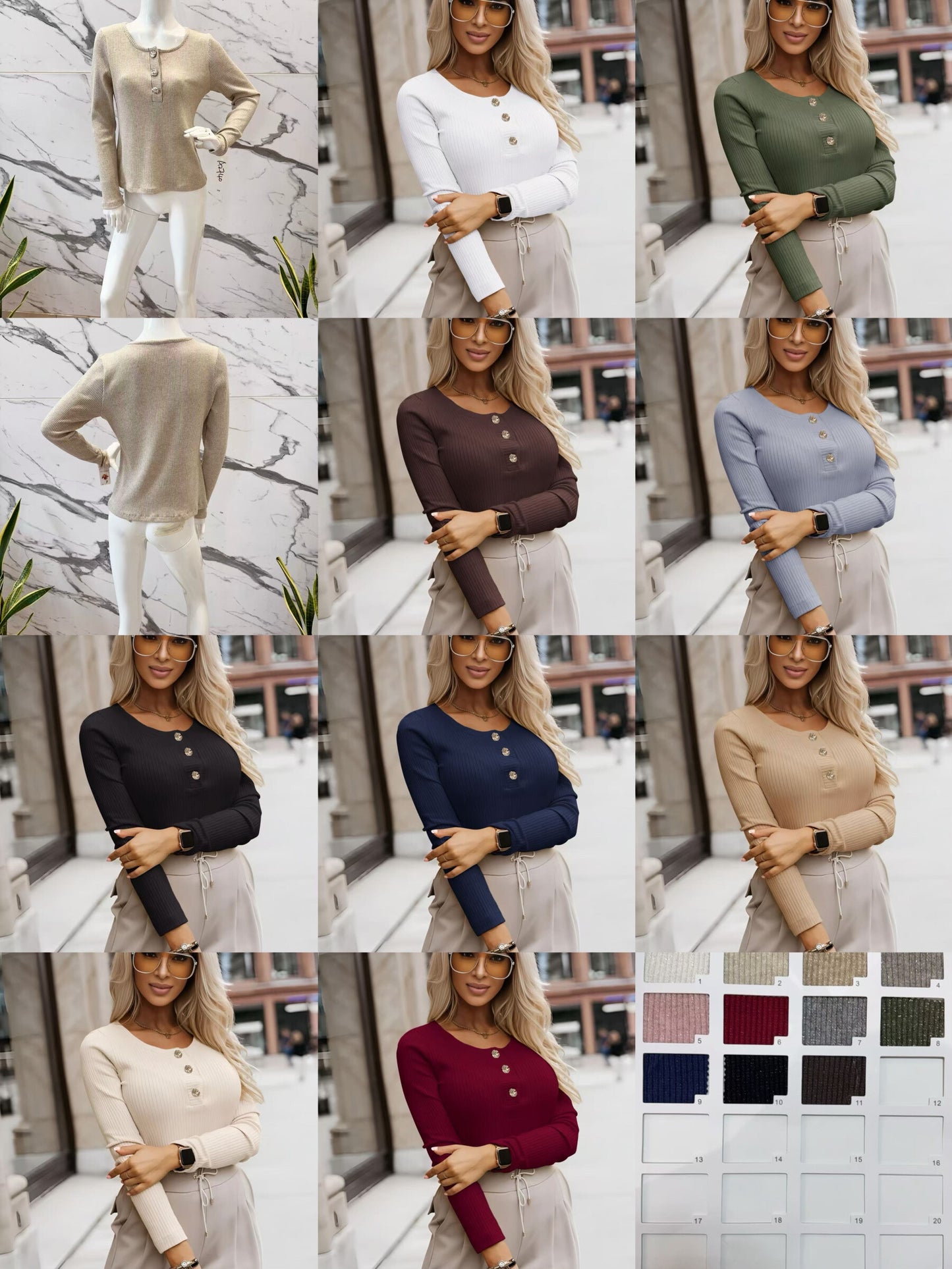 Brilliant ribbed top with golden buttons