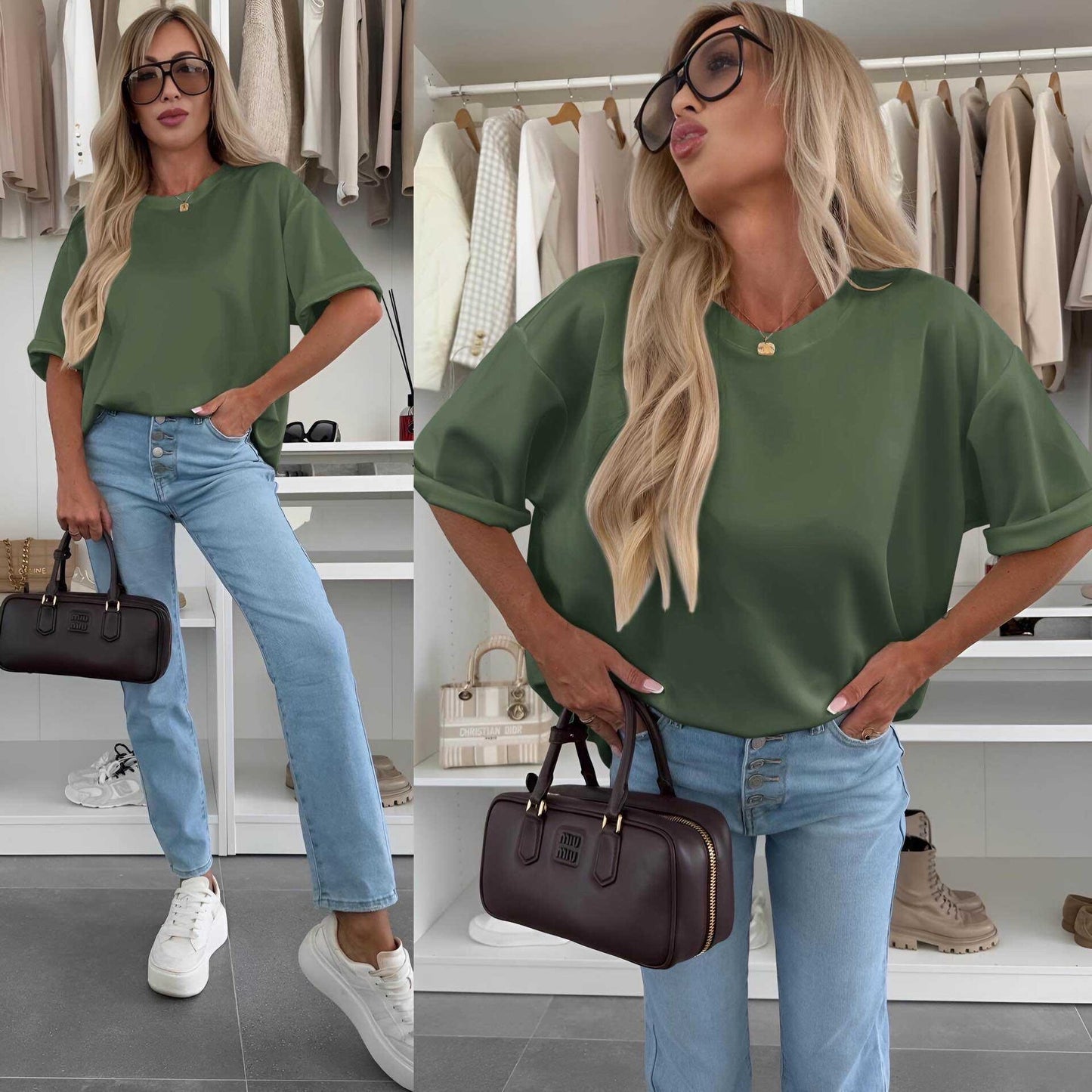 Top oversize short -sleeved