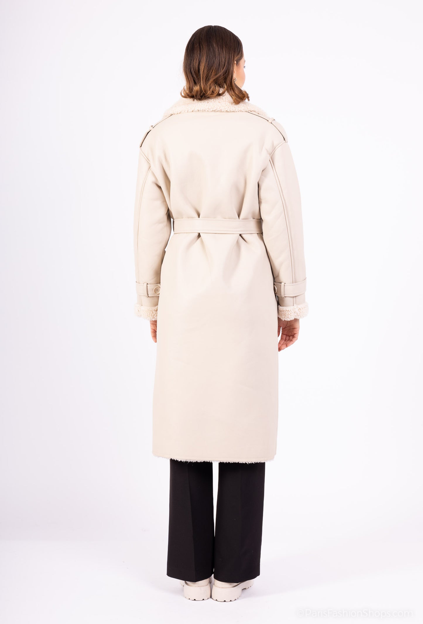 PU Fur Trench Coat