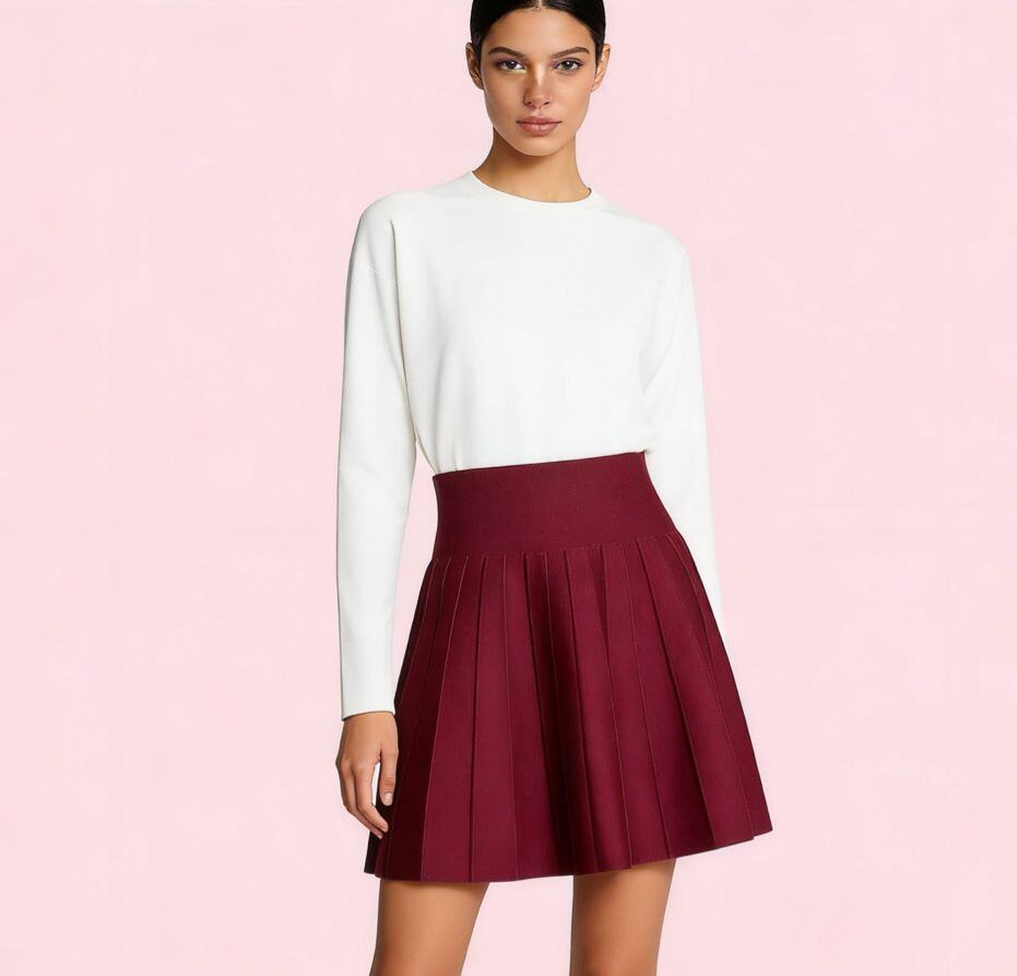VALENTINA – High-waisted pleated mini skirt