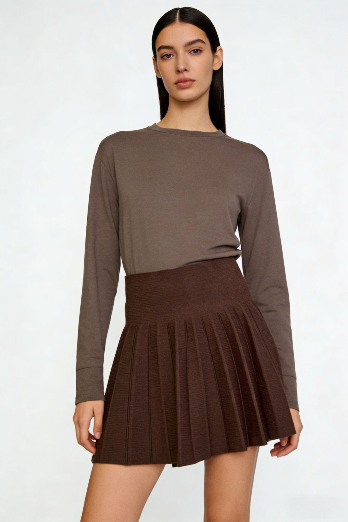 VALENTINA – High-waisted pleated mini skirt