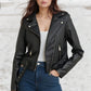 Zip-up faux leather biker jacket – cropped fit with a notched collar