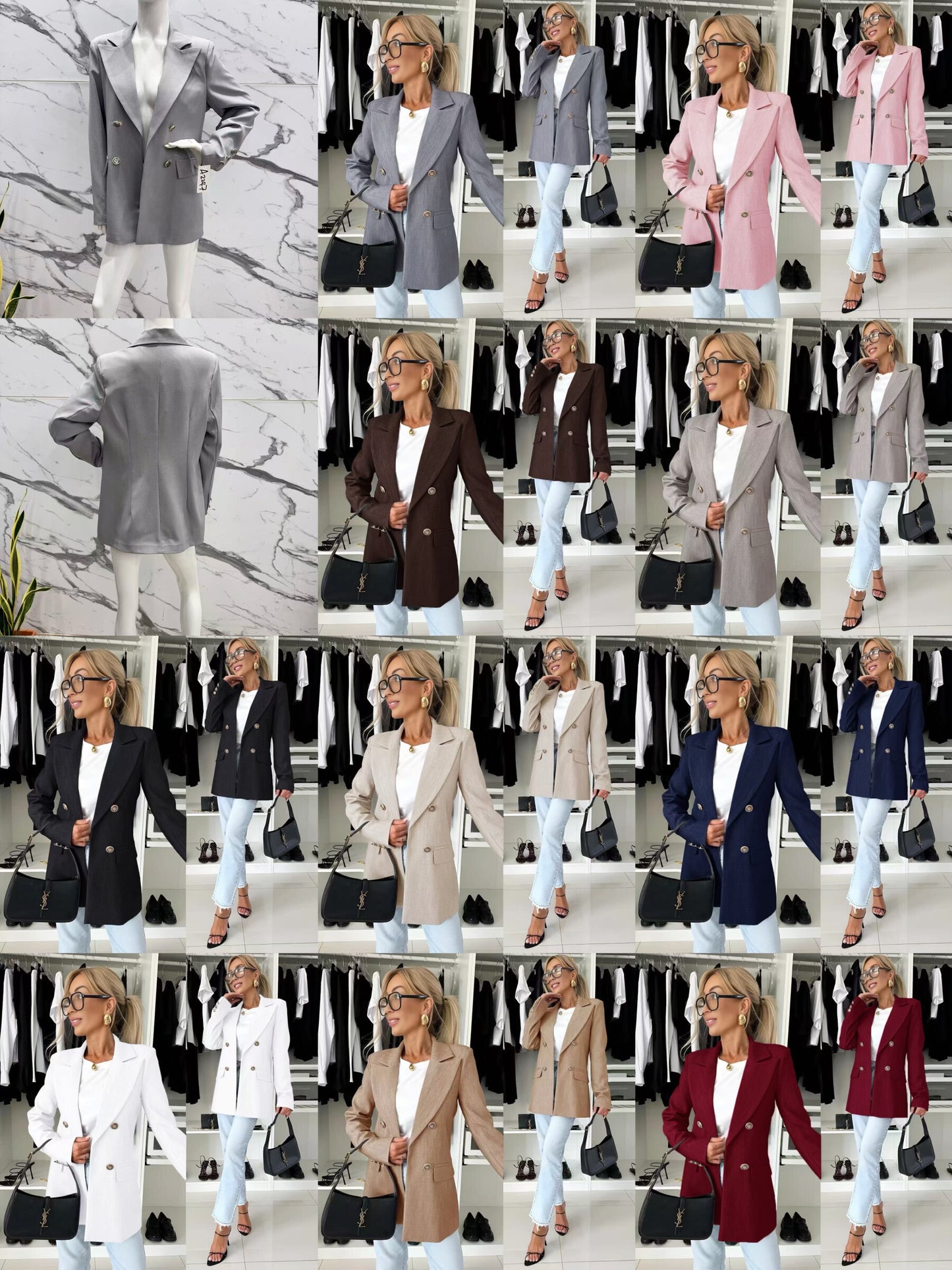 Chic blazer jacket with gold buttons and lining