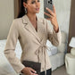 Fluid blazer jacket with bow