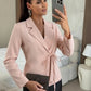 Fluid blazer jacket with bow