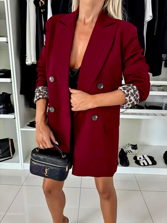 Blazer jacket reverse leopard lining inside