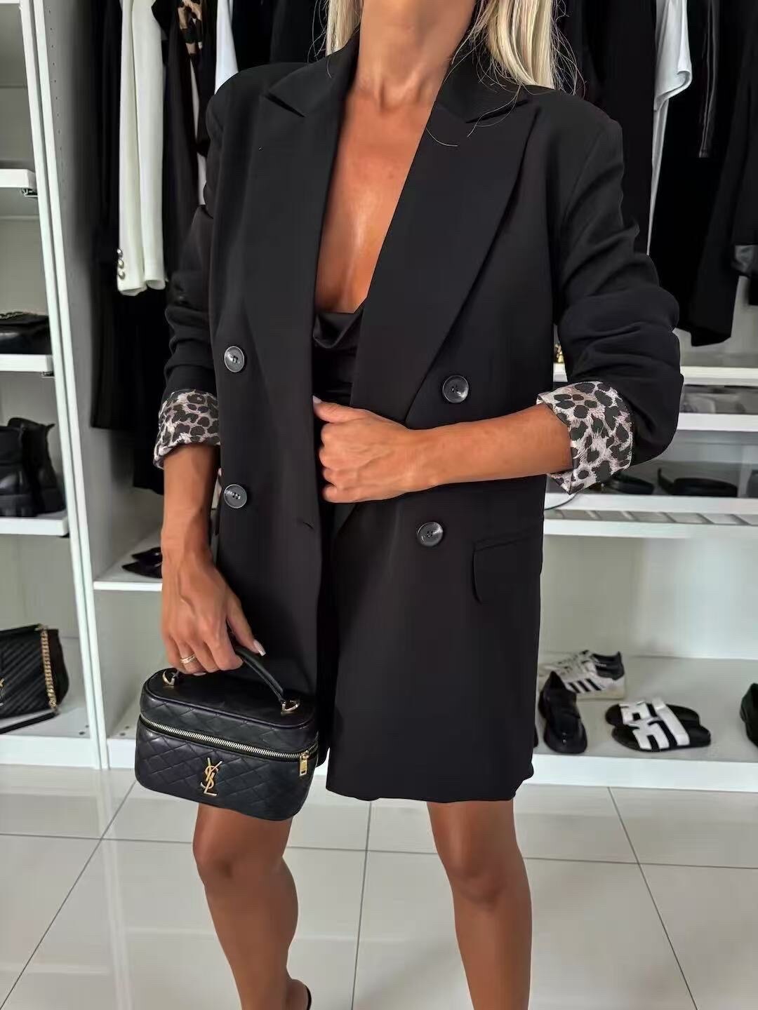 Blazer jacket reverse leopard lining inside