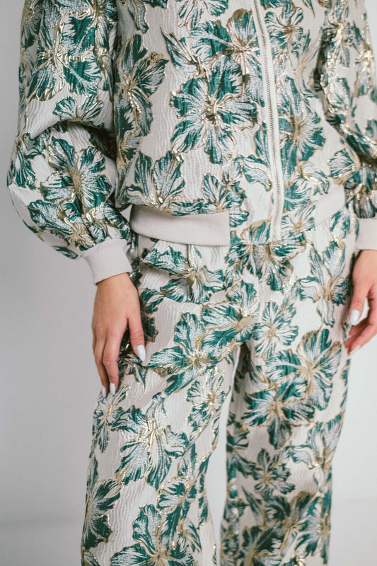 PALOMA – Zip-up jacquard jacket with puff sleeves