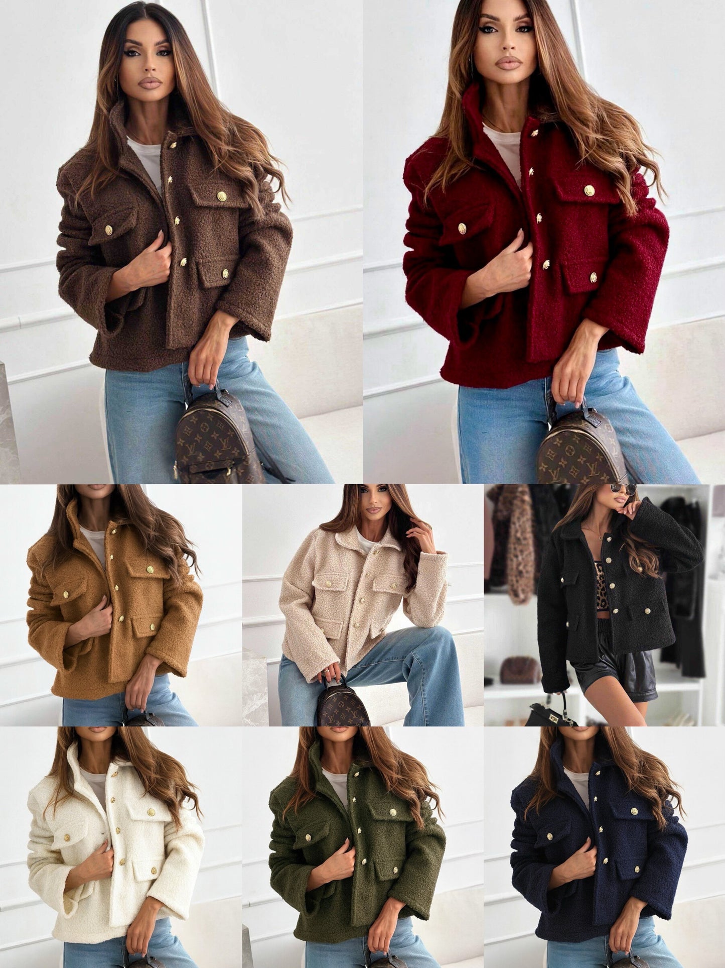 Boucle jacket with gold buttons