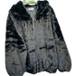 Short faux fur jacket with hood, casual and cozy style