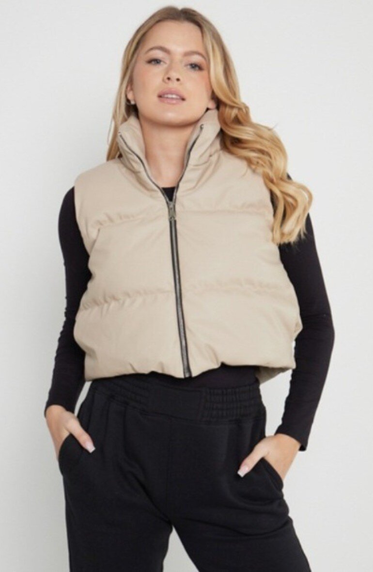 PU Down Puffer Cropped Jacket 1030 Urban Short Sleeveless Jacket